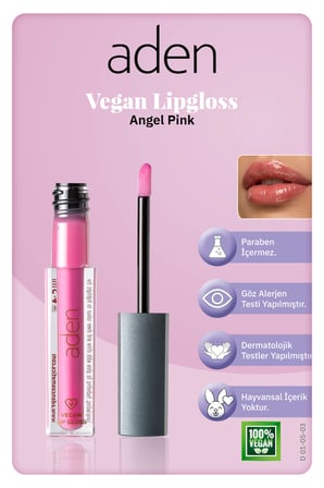 Aden Vegan Lipgloss - Vegan Dudak Parlatıcısı 03 Angel Pink(Işıltılı Şeftali)