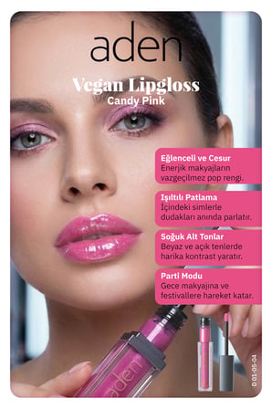 Aden Vegan Lipgloss - Vegan Dudak Parlatıcısı 04 Candy Pink(Şeker Pembesi)