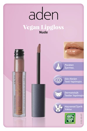 Aden Vegan Lipgloss - Vegan Dudak Parlatıcısı 07 Nude(Ten)