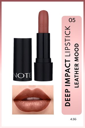 Ruj & Deep Impact Lipstick Kremsi Dokulu Yari Parlak No: 05 Leather Mood Açık Kahverengi