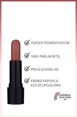 Ruj & Deep Impact Lipstick Kremsi Dokulu Yari Parlak No: 05 Leather Mood Açık Kahverengi