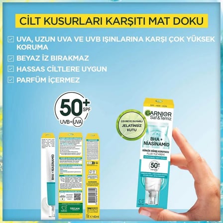 Yüz Bakim Kremi & Bha Niasinamid Günlük Güneş Koruyucu Mat Doku SPF 50+