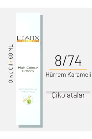 Lilafix Krem Profesyonel Tüp Saç Boyası 60ml - 8.74 Hürrem Karamel