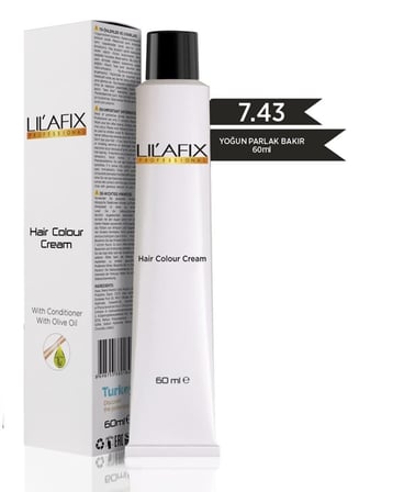 Lilafix Krem Profesyonel Tüp Saç Boyası 60ml - 7 .43 Yoğun Parlak Bakır