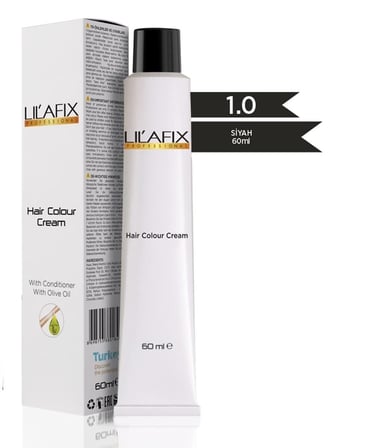 Lilafix Krem Profesyonel Tüp Saç Boyası 60ml - 1.0 Siyah