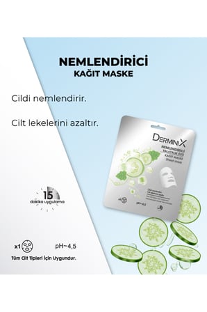 Derminix Yüz Bakım Kağıt Maske - Salatalık Özlü