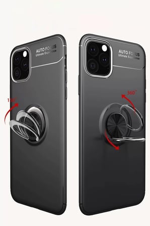 iPhone 11 Pro Max Kılıf Range Yüzüklü Silikon - Siyah-Kırmızı
