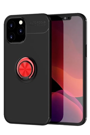 iPhone 12 Pro Max Kılıf Range Yüzüklü Silikon - Siyah-Kırmızı