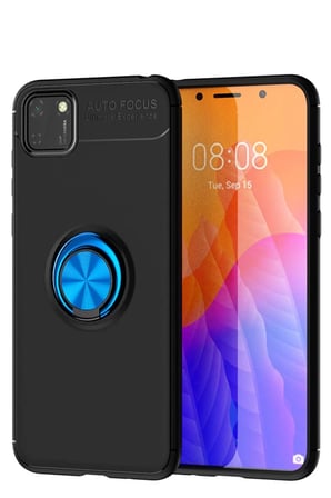 Y5P Kılıf Range Yüzüklü Silikon - Siyah-Mavi