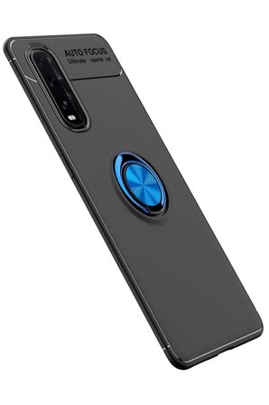 Find X2 Kılıf Range Yüzüklü Silikon - Siyah-Mavi