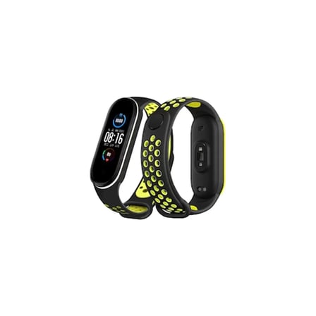 Mi Band 4 Spor Delikli Kordon - Siyah-Yeşil-Beyaz