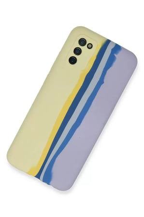 Galaxy A03S Kılıf Ebruli Lansman Silikon - Sarı-Lila