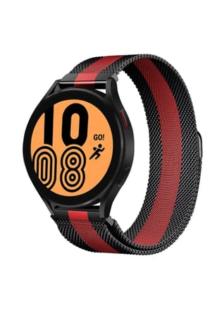 Watch 20mm Metal Mıknatıslı Kordon - Siyah-Kırmızı