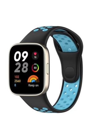 Watch 3 Spor Delikli Kordon - Siyah-Mavi