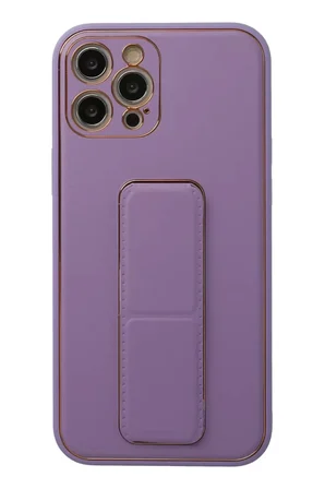 iPhone 12 Pro Kılıf Coco Deri Standlı Kapak - Lila