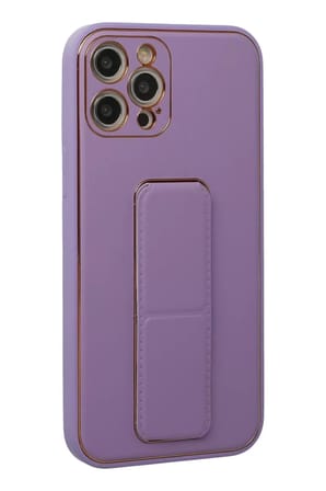 iPhone 12 Pro Kılıf Coco Deri Standlı Kapak - Lila