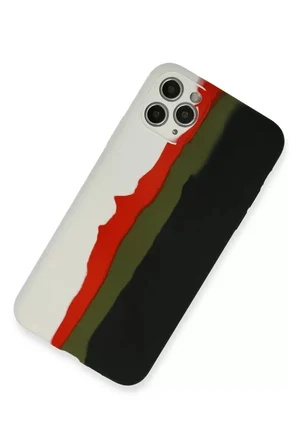 iPhone 11 Pro Kılıf Ebruli Lansman Silikon - Beyaz-Siyah