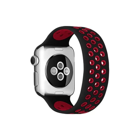 Watch 42mm Ayarlı Delikli Silikon Kordon - Siyah-Kırmızı