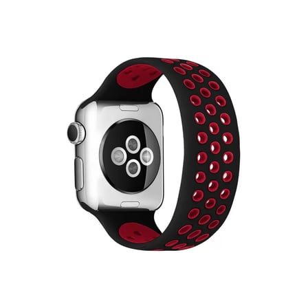 Watch 42mm Ayarlı Delikli Silikon Kordon - Siyah-Kırmızı