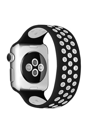 Watch 38mm Ayarlı Delikli Silikon Kordon - Siyah-Beyaz