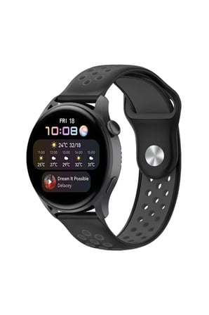 Watch 20mm Spor Delikli Kordon - Siyah-Füme
