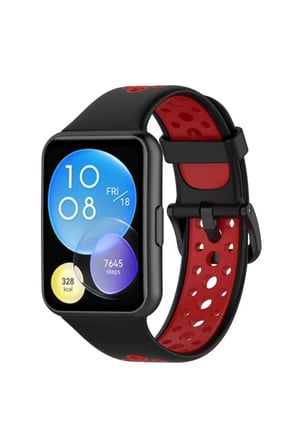 Watch Fit 2 Spor Delikli Kordon - Siyah-Kırmızı