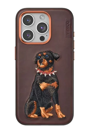 iPhone 15 Pro Perma Desenli Kapak - Koyu Kahve