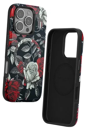 iPhone 16 Pro Flower Series Magsafe Kapak - Siyah