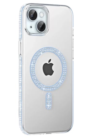 iPhone 14 Move Taşlı Magsafe Kapak - Mavi