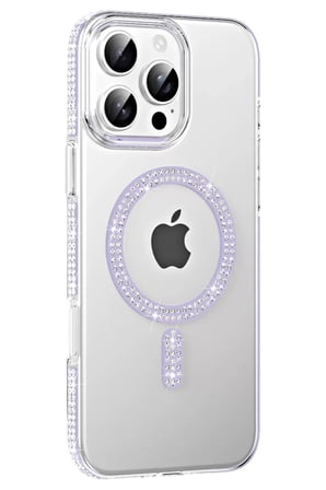 iPhone 16 Pro Max Move Taşlı Magsafe Kapak - Lila
