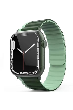Watch 42mm MO-WB1 Çift Renk Mıknatıslı Silikon Kordon - Koyu Yeşil-Açık Yeşil