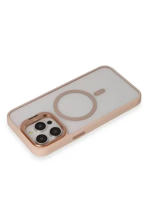 iPhone 15 Pro Max Kılıf Roblox Lens Magsafe Standlı Kapak - Pudra