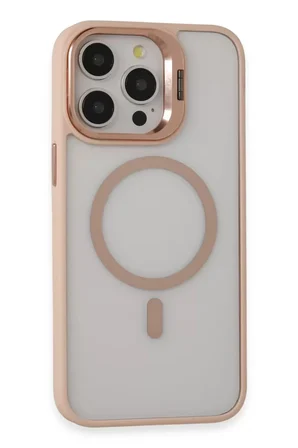iPhone 15 Pro Max Kılıf Roblox Lens Magsafe Standlı Kapak - Pudra