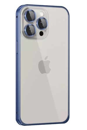 iPhone 15 Pro Metal Bumper Mat Kapak - Lacivert