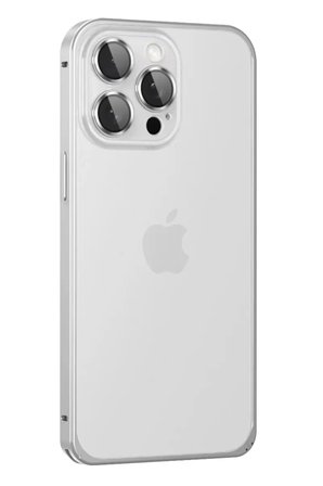 iPhone 15 Pro Max Metal Bumper Mat Kapak - Gümüş