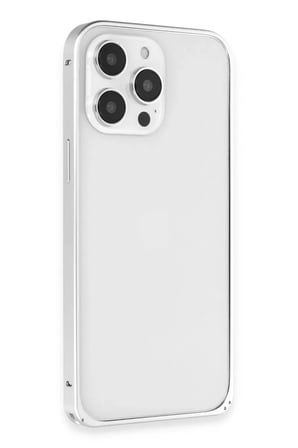 iPhone 15 Pro Max Metal Bumper Mat Kapak - Gümüş