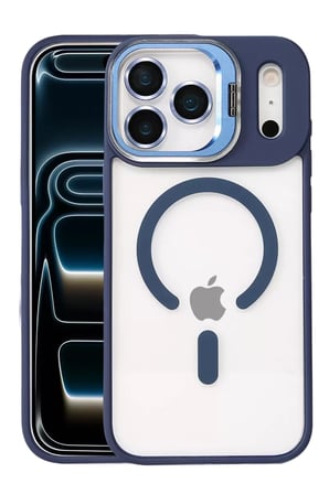 iPhone 17 Pro Max Remim Lensli Magsafe Standlı Kapak - Lacivert