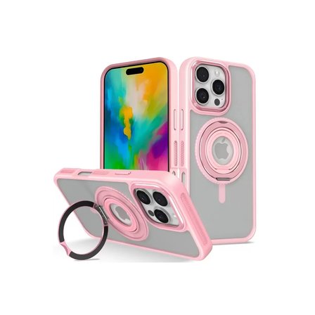iPhone 16 Pro Banza Magsafe Standlı Kapak - Pembe