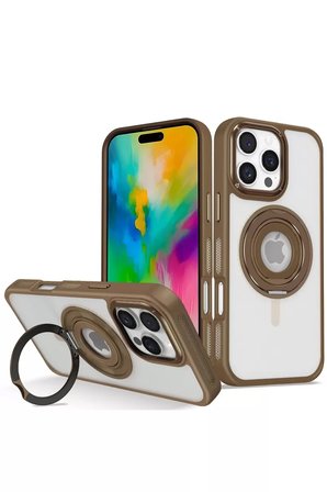 iPhone 16 Pro Max Banza Magsafe Standlı Kapak - Kahverengi