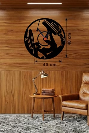 Fitness ve Spor Temalı Ahşap Duvar Saati - 40x40 cm Leg Press Tasarım