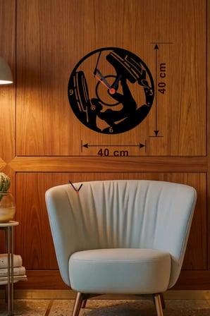 Fitness ve Spor Temalı Ahşap Duvar Saati - 40x40 cm Leg Press Tasarım