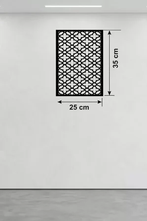 Geometrik Kafes Desenli Ahşap Duvar Tablosu - 25x35 cm Lazer Kesim Dekoratif Pano