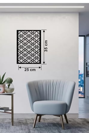 Geometrik Kafes Desenli Ahşap Duvar Tablosu - 25x35 cm Lazer Kesim Dekoratif Pano