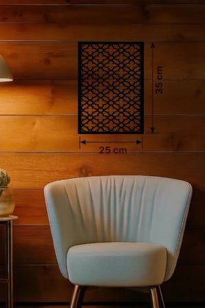 Geometrik Kafes Desenli Ahşap Duvar Tablosu - 25x35 cm Lazer Kesim Dekoratif Pano