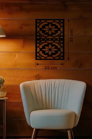 Kar Tanesi ve Barok Desenli Ahşap Duvar Tablosu - 25x35 cm Lazer Kesim Pano