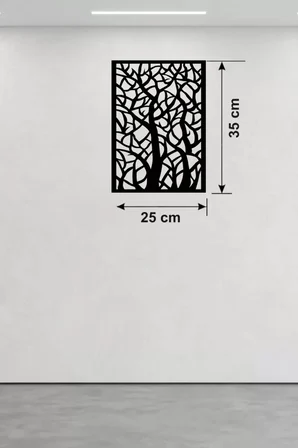 Soyut Ağaç Dalları Ahşap Duvar Tablosu - 25x35 cm Lazer Kesim Dekoratif Pano