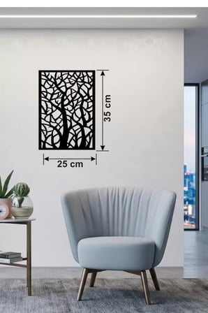 Soyut Ağaç Dalları Ahşap Duvar Tablosu - 25x35 cm Lazer Kesim Dekoratif Pano