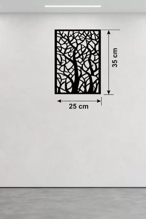 Soyut Ağaç Dalları Ahşap Duvar Tablosu - 25x35 cm Lazer Kesim Dekoratif Pano