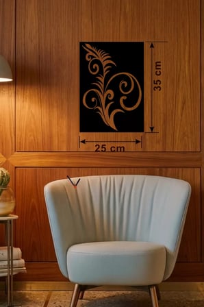 Geleneksel Çiçek Desenli Ahşap Duvar Tablosu - 25x35 cm Lazer Kesim Dekoratif Pano