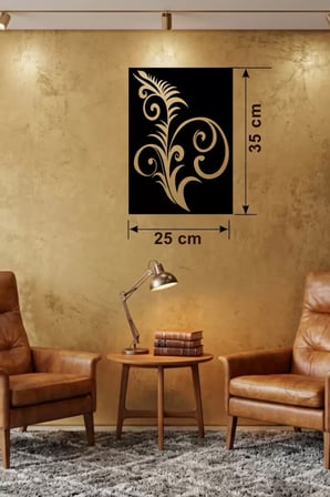 Geleneksel Çiçek Desenli Ahşap Duvar Tablosu - 25x35 cm Lazer Kesim Dekoratif Pano